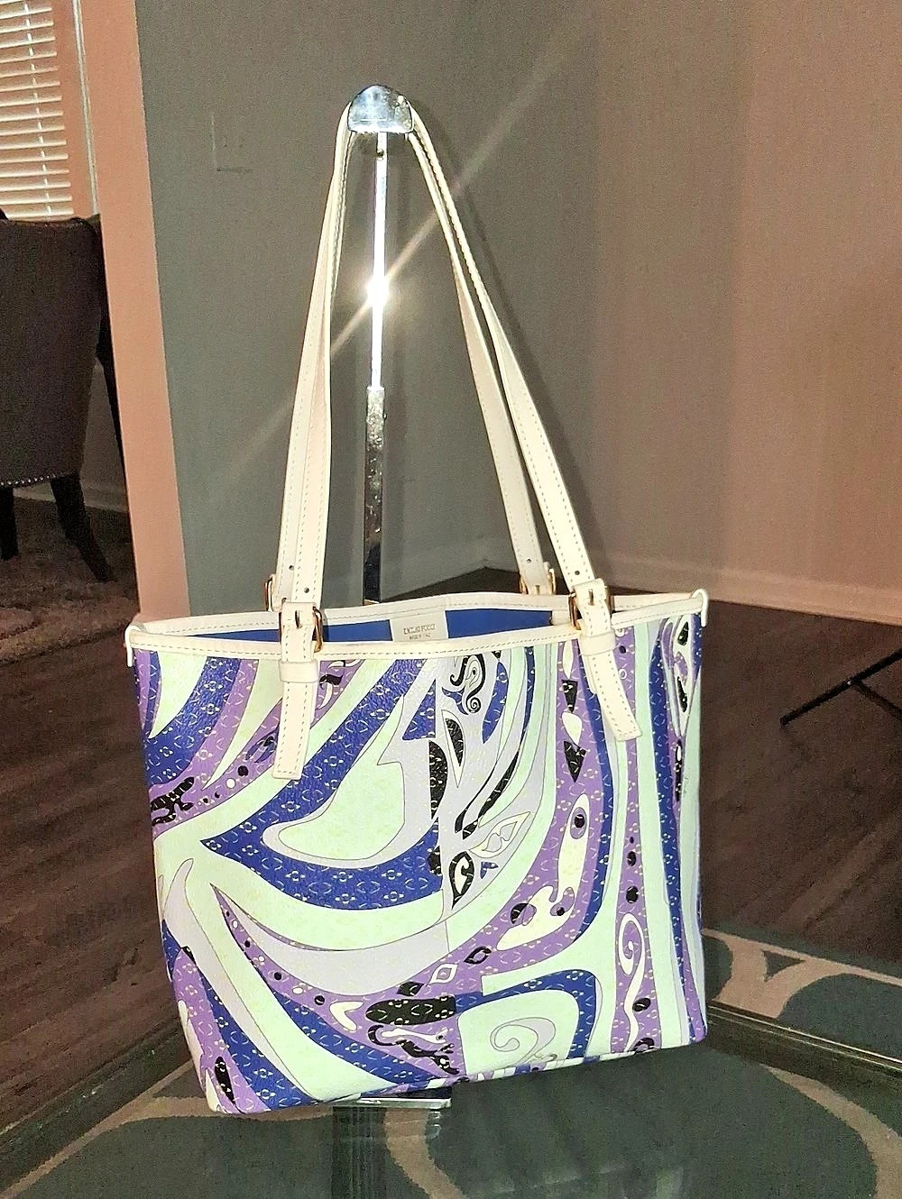 Emilio Pucci Printed Pvc tote Abstract Tote in Purple & White